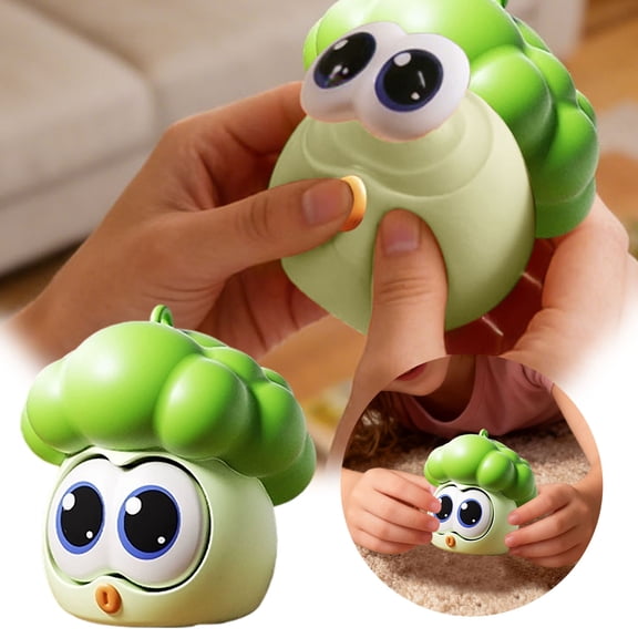Gytml Pop-Eyes Vegetable Fruit Squishy Fidget Gadgets, Soft Slow Rebound Desktop Toys For Adults Home Office And Daily Carry Green-6.2X6.7X6.8CM