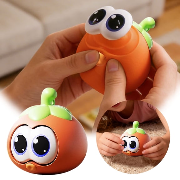 Gytml Pop-Eyes Vegetable Fruit Squishy Fidget Gadgets, Soft Slow Rebound Desktop Toys For Adults Home Office And Daily Carry Orange-6X6X6.4CM