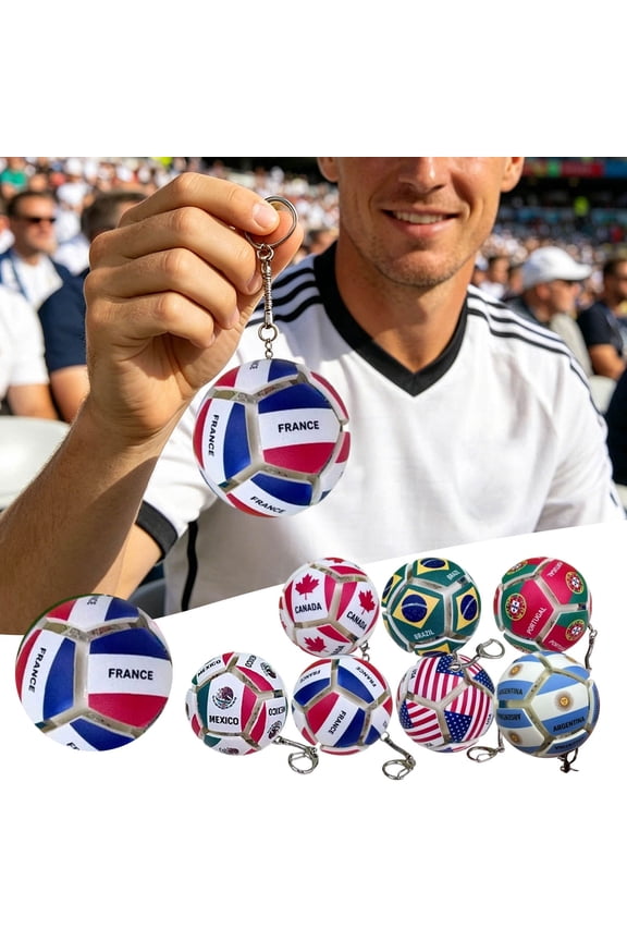 Pop It Soccer Ball Keychain, Country Flag Print Fidget Toy, Football Keychain For Fans, Party Favors, Backpack Decor(Blue-2.76")