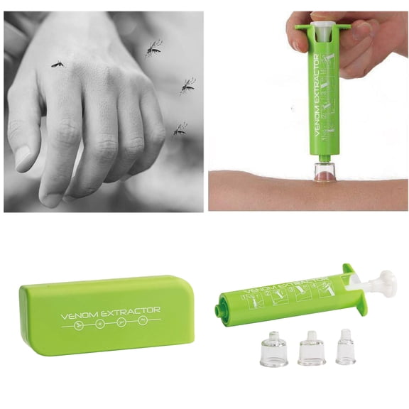 Gytml Portable Bug Bite Suction Remover Tool,Compact Hard Case Emergency Gear For Camping Hiking Outdoor Snake Insect Sting Treatment(Green-15cm)