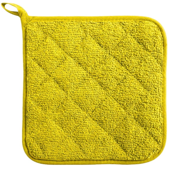 Gytml Quilted Cotton Pot Holders Heat Resistant Kitchen Potholders Square Hot Pads With Non- Backing For Cooking, Baking & Table Use(Yellow-7.08X7.08Inch)