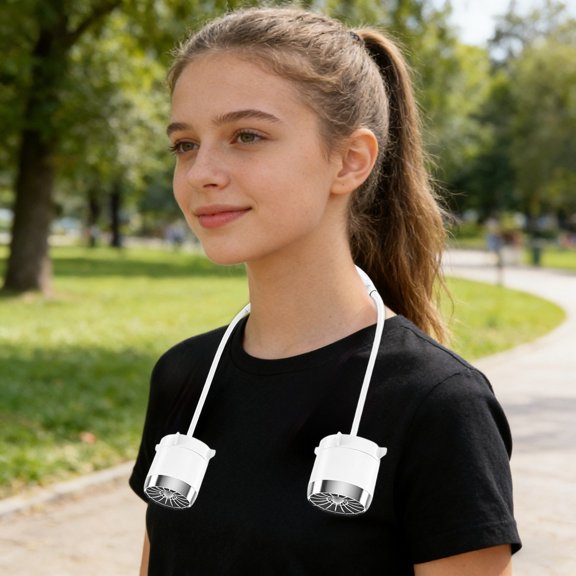 Gytml Rechargeable Neck Fan, Portable Hands-Free Bladeless Neck Cooling Fan With Adjustable Speeds For Summer, Travel, Outdoor & Office C-28cm