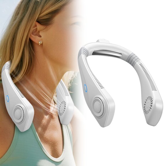 Gytml Rechargeable Wearable Neck Fan, Portable Hands-Free Bladeless Cooling Fan For Summer, Travel, Outdoor & Office Use White-21x16.8x5.6cm