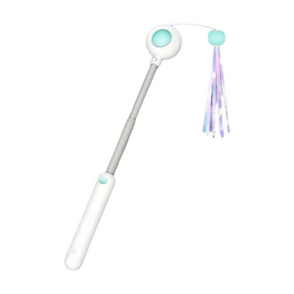 Gytml Retractable Led Cat Teaser Wand, Interactive Cat Toy With Feather Tassel, Bounce Motion Cat Toy For Indoor Cats(Blue-6.69Inch)