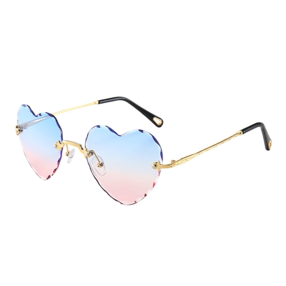 Gytml Rimless Heart Shaped Sunglasses Gradient Lens Protection Eyewear Lightweight Love Heart Sun Glasses For Women Party Beach Photo Props(Light Blue-14.5cm)