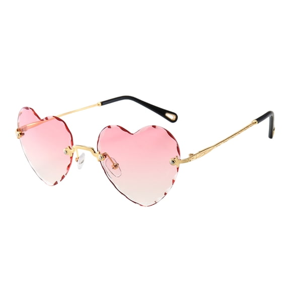 Gytml Rimless Heart Shaped Sunglasses Gradient Lens Protection Eyewear Lightweight Love Heart Sun Glasses For Women Party Beach Photo Props(Pink-14.5cm)
