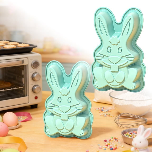 Gytml Silicone Bunny Cake Mold Baking Pan, Heat-Resistant Easter Bunny Shaped Cake Pan, Non-Stick Easy To Unmold 3D Rabbit Baking Molds For Easter Holiday Parties C-19cm