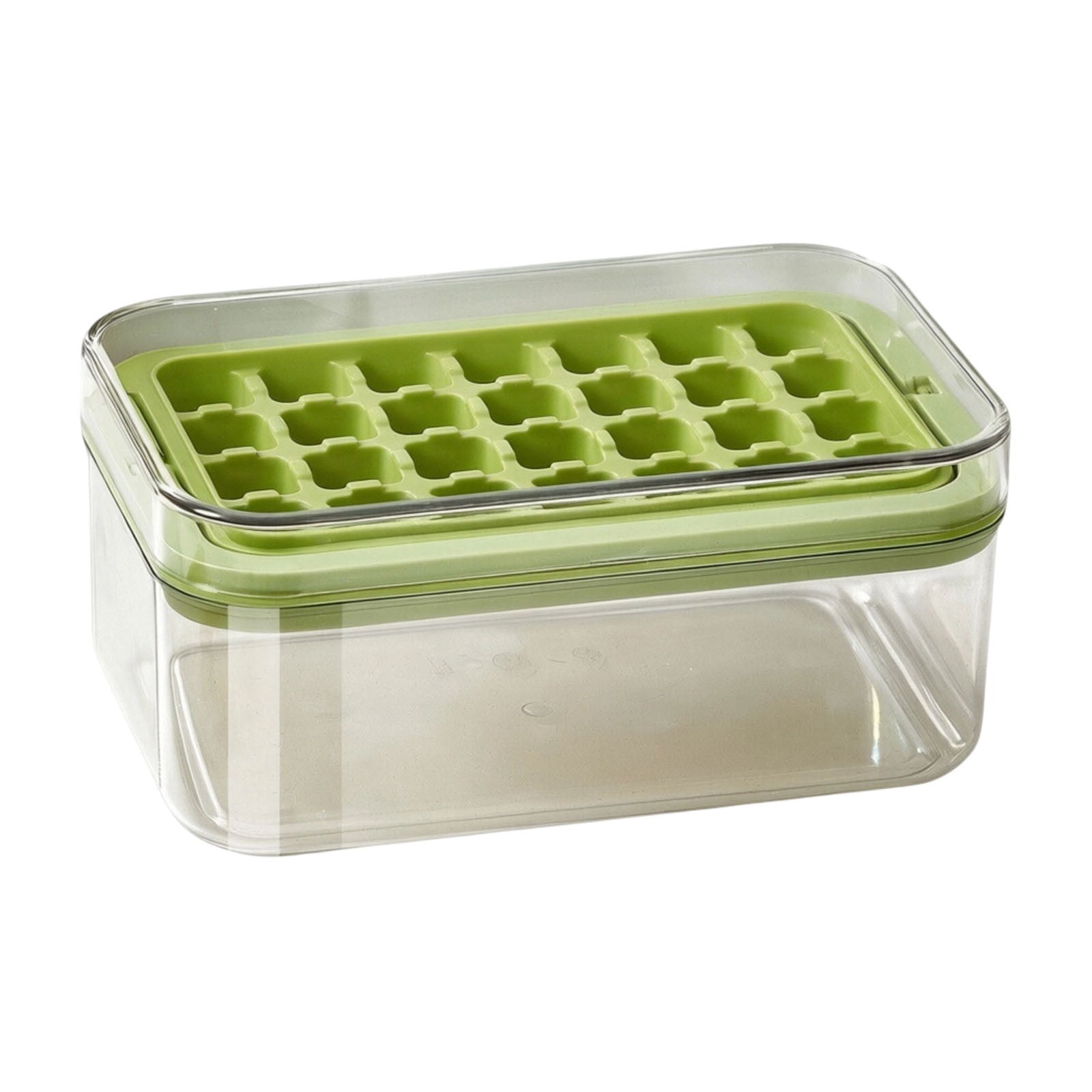 Gytml Single Layer Rotating Ice Cube Tray With Lid, 28-Cube Easy Release Silicone Ice Tray For Cocktails, Whiskey & Freezer Storage(Green-21X13X9Cm)