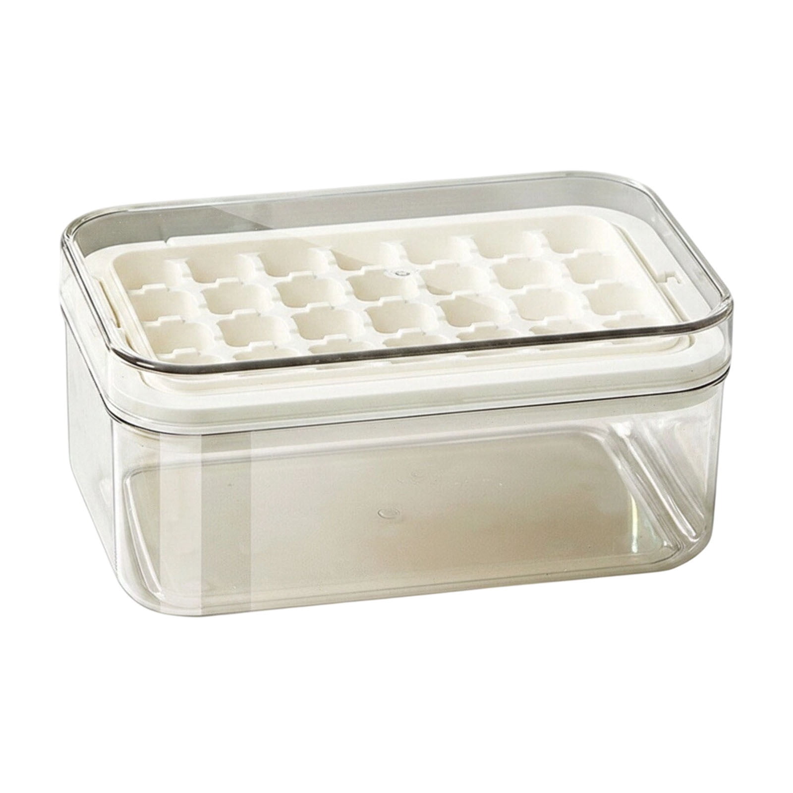 Gytml Single Layer Rotating Ice Cube Tray With Lid, 28-Cube Easy Release Silicone Ice Tray For Cocktails, Whiskey & Freezer Storage(White-21X13X9Cm)