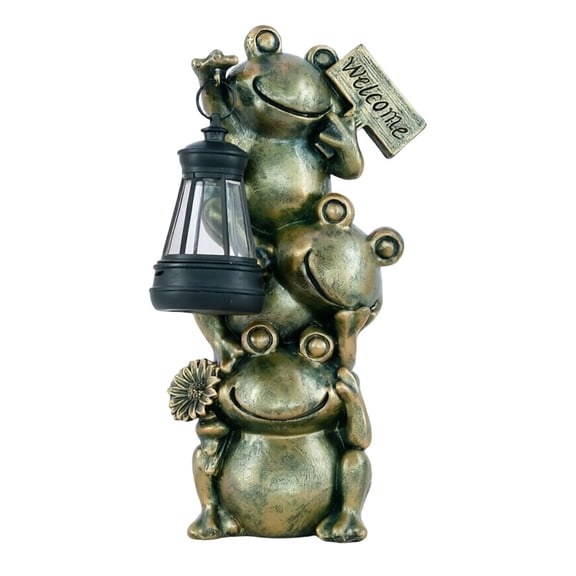 Gytml Solar Frog Garden Statue With Led Lantern, Weather-Resistant Outdoor Decorative Light For Patio, Yard & Walkway(C-10X20.5Cm)