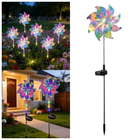 Gytml Solar Windmill Garden Stake Light, Colorful Led Solar Wind Spinner Lights Outdoor Garden Light For Backyard & Patio Decor(White-78Cm)