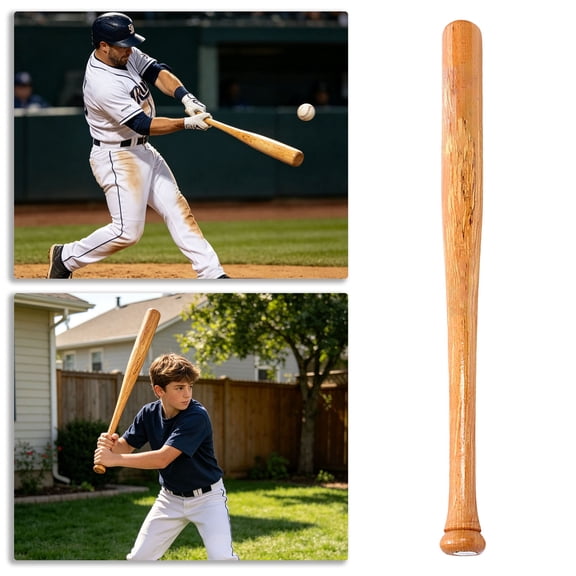 Gytml Solid Wood Baseball Bat, Lightweight Durable Wooden Softball Bat, Youth Training Hitting Stick For Backyard Practice Outdoor Sports Game(Coffee-21.26")