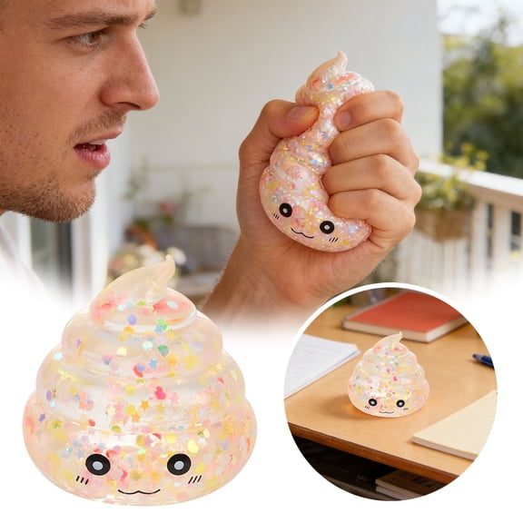 Gytml Sparkle Clear Poop Squishy Fidget Gadgets, Cute Cartoon Desktop Sensory Toys For Focus And Daily Use B-6.5x5.5cm