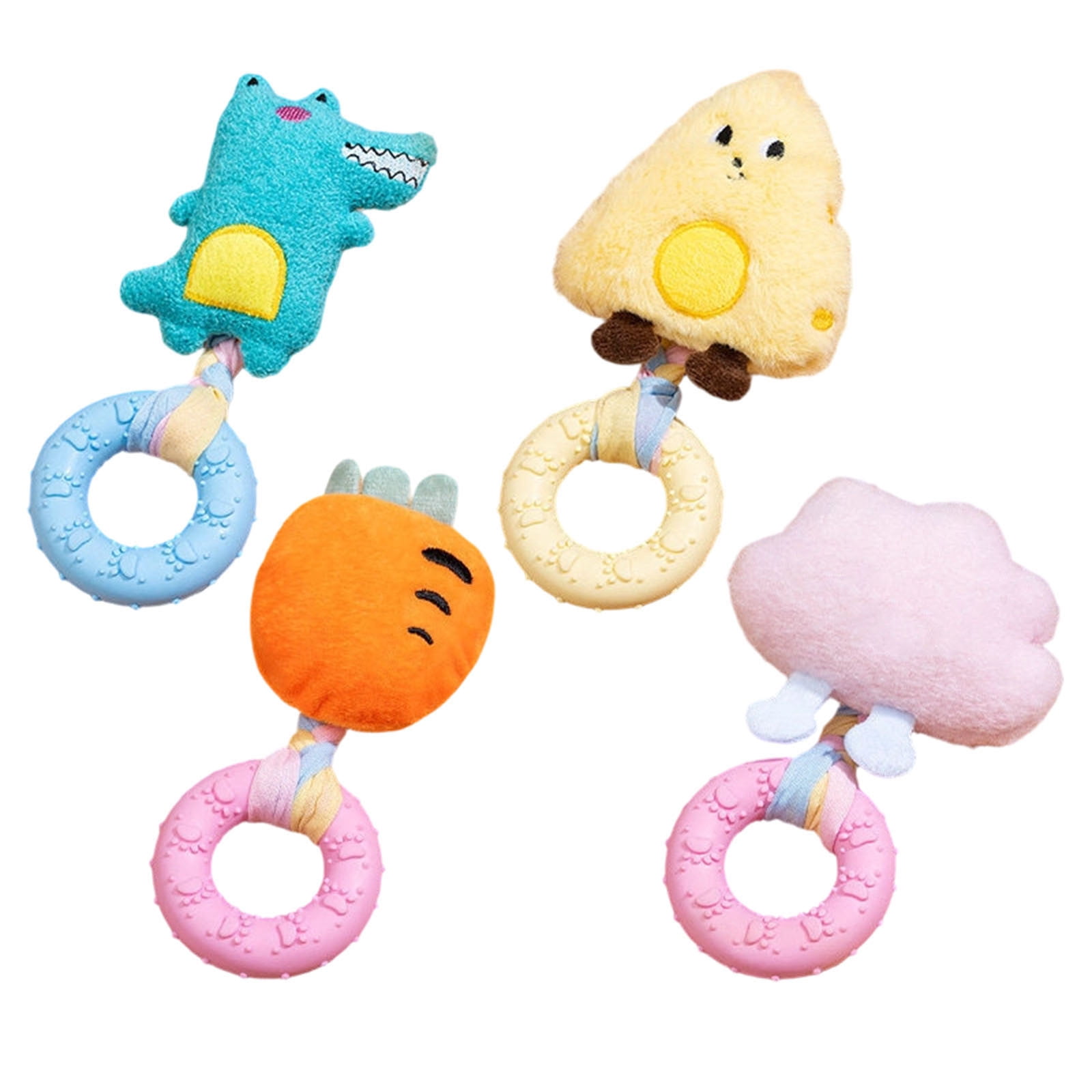 Gytml Squeaky Dog Chew Toys Durable Interactive Plush Puppy Toy With Squeaker Plush Dog Toy For Large & Medium Dogs Aggressive Chewers(4PCS-2.76X7.48Inch)