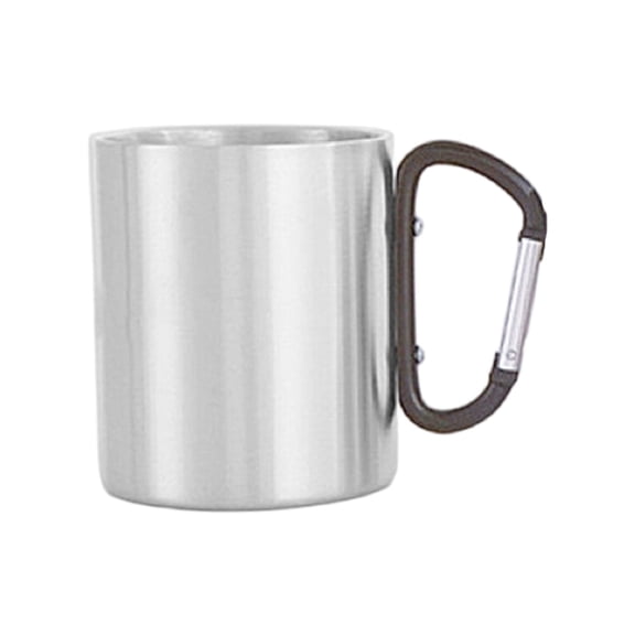 Gytml Stainless Steel Backpack Clip Mug With Detachable Carabiner Handle Lightweight Durable Easy Wash Travel Camping Cup For Hiking Climbing Backpack Outdoor Drinking(Black-2.72×2.99 Inch)