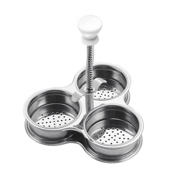 Gytml Stainless Steel Egg Poacher With Long Handle, 3 Cup Egg Maker Insert, Rust Resistant Egg Steamer Rack For Stovetop Pan Microwave(Silver-6.3")