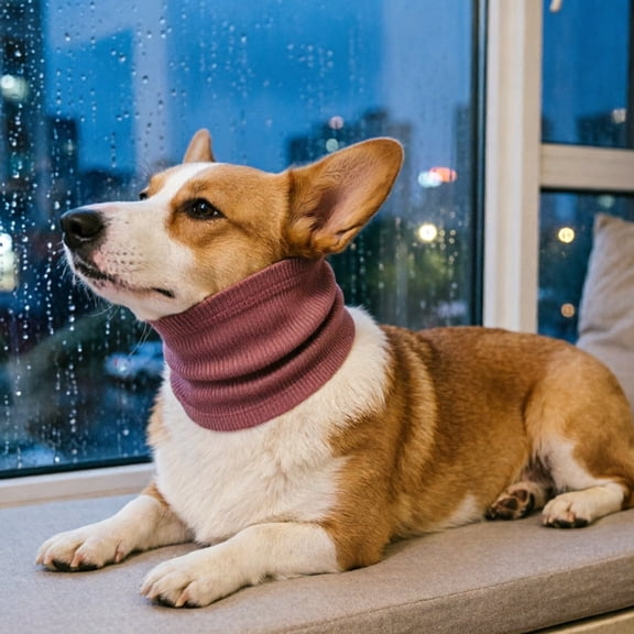 Gytml Stretchy Knit Pet Calming Snood For Anxiety Noise Blocking Dog Neck Wrap Anti-Stress Comfort Ear Protection For Pets(Red-76cm)