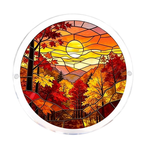 Gytml Suncatcher Window Hanging, Stained Glass Style Flower Sun Catcher, Diy Puzzle Assembly Acrylic Ornament For Porch Garden Window(Red-7.87")