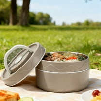 Gytml Thermal Lunch Box, 15Oz Portable Leakproof Insulated Food Containers, 304 Stainless Steel Round Shape Stackable Lunch Containers For Work School Travel B-11.5x11.5x6.5cm