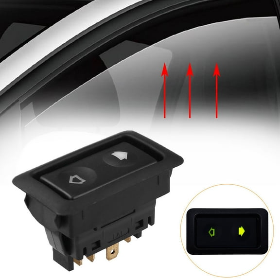 Gytml Universal 12V Car Power Window Switch, Door Window Lift Control Button, Replacement Switch For Auto Window Regulator, Fits Most Cars, Trucks & Suvs(Black-One Size)