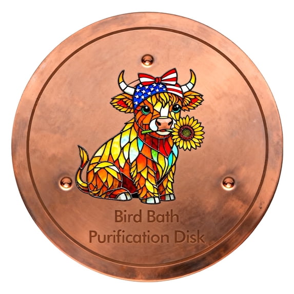 Gytml Usa Flag Cow Bird Bath Purifier Copper Water Cleaning Disk Patriotic Bird Bath Accessory For Outdoor Bird Baths, Garden & Backyard Use(B-3.94Inch)