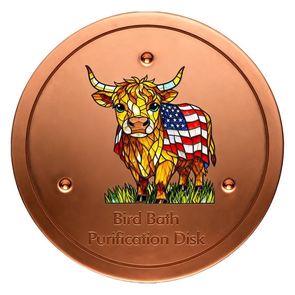 Gytml Usa Flag Cow Bird Bath Purifier Copper Water Cleaning Disk Patriotic Bird Bath Accessory For Outdoor Bird Baths, Garden & Backyard Use(D-3.94Inch)