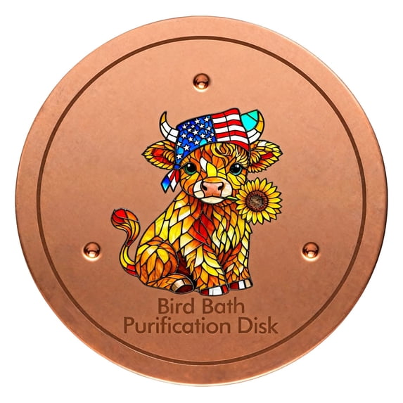 Gytml Usa Flag Cow Bird Bath Purifier Copper Water Cleaning Disk Patriotic Bird Bath Accessory For Outdoor Bird Baths, Garden & Backyard Use(E-3.94Inch)