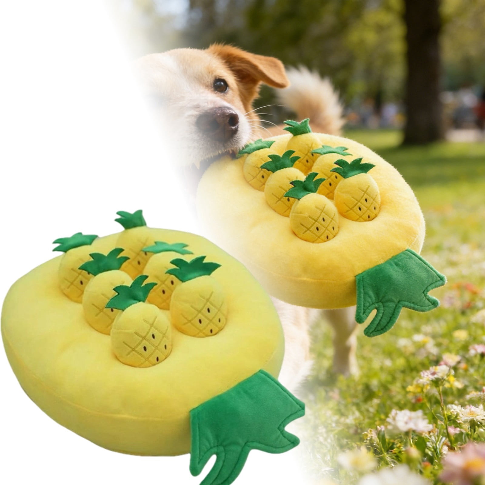 Gytml Vegetable Plush Dog Chew Mat, Interactive Food Dispensing Toy With Pull-Out Design, Durable Foraging Puzzle Mat For Dogs Mental Stimulation & Bonding(Yellow-43X34X5cm)