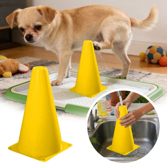 Gytml Vertical Cone Dog Potty Training Pee Post, Puppy Potty Training Markers For Indoor Outdoor, Dog Toilet Training Aid For Male Dogs(Yellow-23Cm)