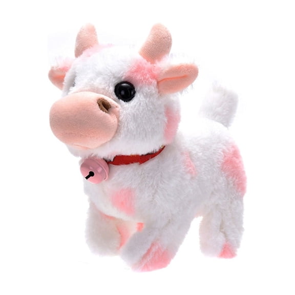 Gytml Walking Cow Interactive Electronic Pet Plush Toy With Sounds And Movements Hopping Moving Educational Plush Toy Valentine'S Day Easter Birthday Gifts For Kids Girls A-18cm