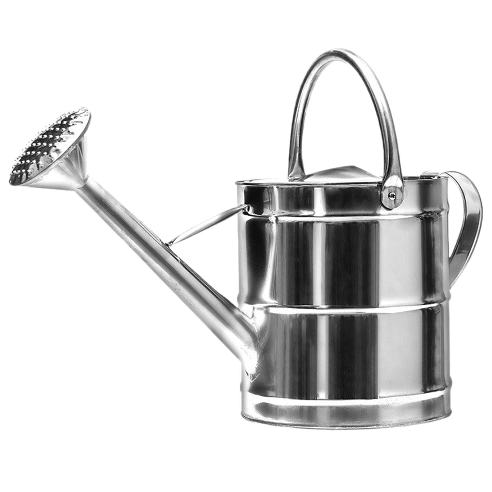 Gytml Watering Can For Plants, Stainless Steel Watering Cans With Removable Spout For Indoor Outdoor Gardening, Metal Water Can With Ergonomic Movable Handle Silver2-25X25X24cm
