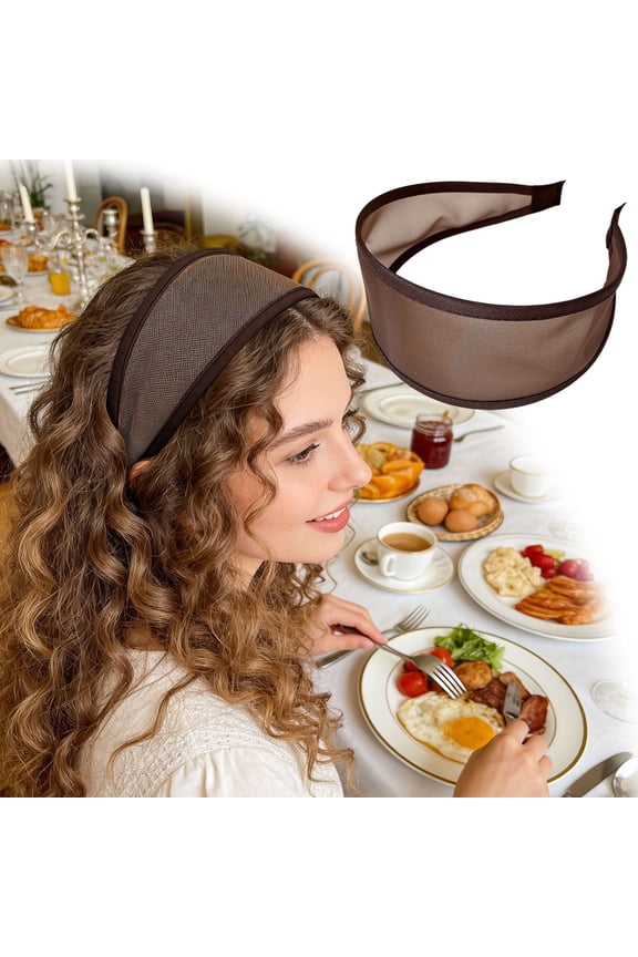 Wide Breathable Mesh Headband For Women, Adjustable Non-Slip Wide Hair Band, Soft Edge Curly Hair Holding Hoop For Daily Wear(Coffee-2.76")