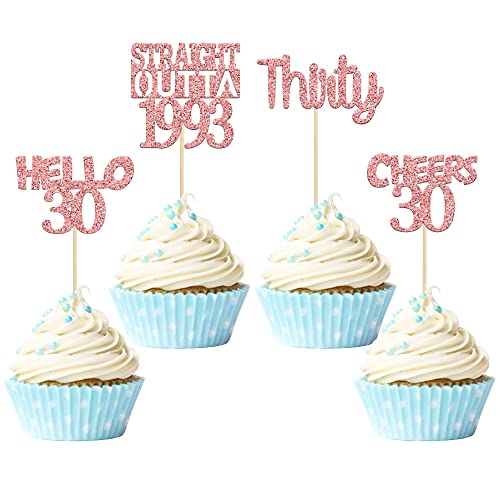 Thirty Birthday Decorations,30th Cupcake Toppers Food Picks,anniversary Party De