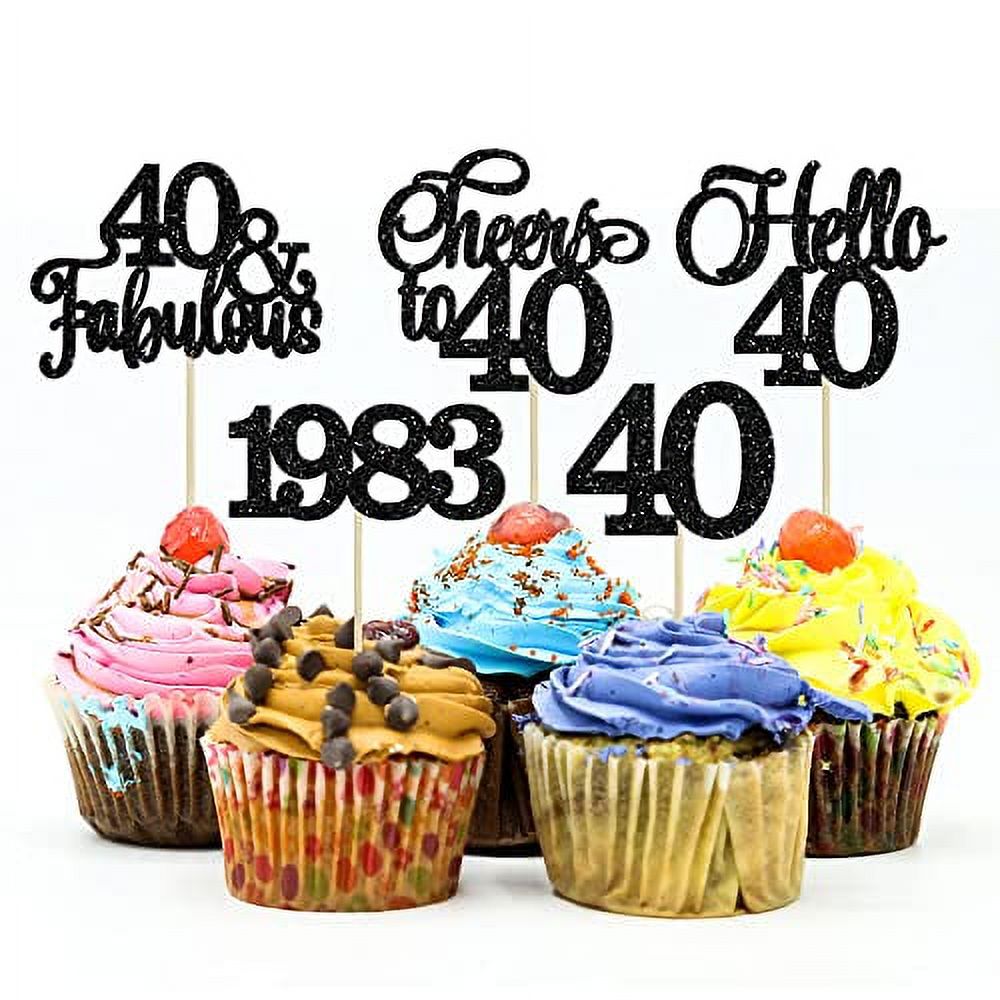1 pezzo vintage 1984 decorazione torta quaranta Awesome Since 1984 decorazione torta Happy 40 Fabulous 1984 topper per 40° compleanno, matrimonio, anniversario, festa, decorazione per torte, colore