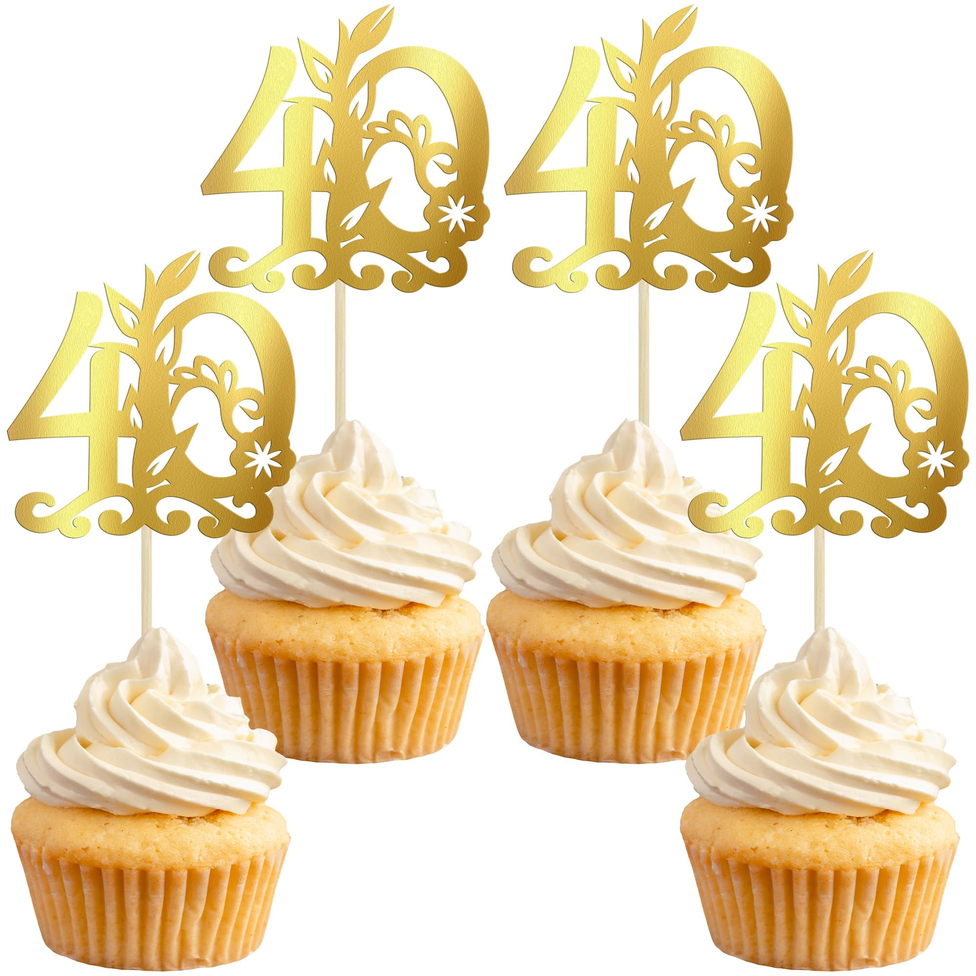 Gyufise 24Pcs Happy 40th Birthday Cupcake AIS1 Toppers 40 Fabulous Cake ...