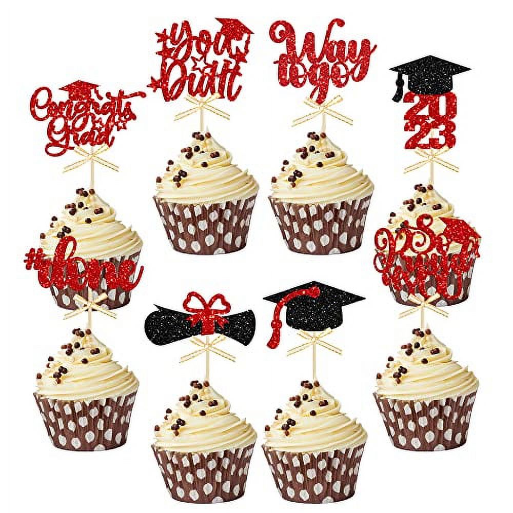 Gyufise 32Pcs 2023 Graduation Cupcake Toppers Glitter Class of 2023