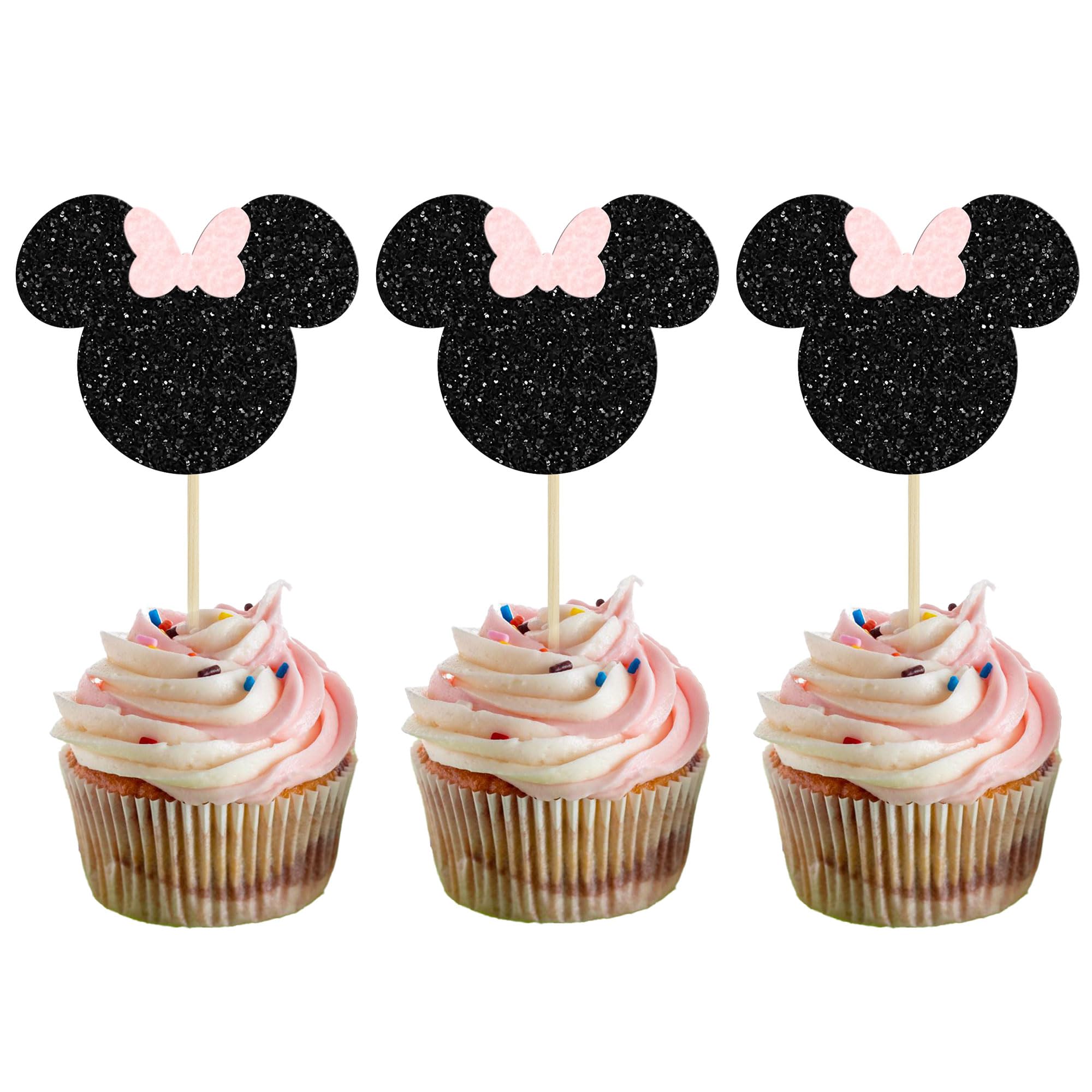 Gyufise 36 Stück Feen-Cupcake-Topper – Rosa Glitzer Blumen & Engel Für Kuchen-Deko Bei Hochzeit, Babyparty & Geburtstag