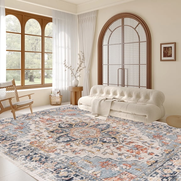 Gyugmhao 6'x9' Area Rugs for Living Room,Machine Washable Rugs with Non Slip Rugs,Foldable Low Pile Carpet for Home Decor Office Boho Rug