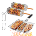 thumbnail image 1 of Gyugmhao Grill Basket Set,Rolling Grill Baskets for Outdoor Grill,Stainless Steel Folding Portable Outdoor Camping Rack for Fish,Shrimp,Vegetables,Cooking Accessories,Gifts for Dad,Friends, 1 of 8