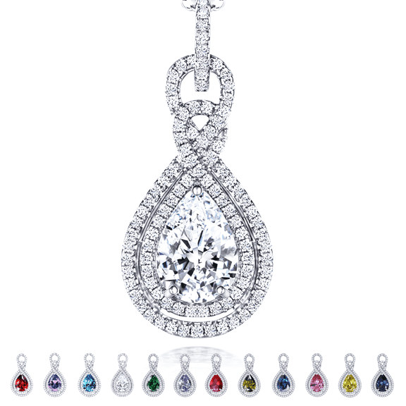 Gyugmhao Infinity Teardrop Pendant Necklace for Women 925 Sterling Silver Birthstone April Diamond Jewelry Birthday Gift for Women