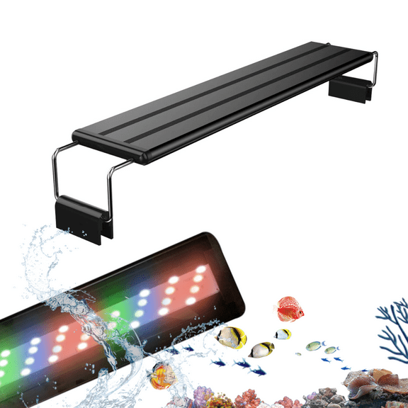 Gyugmhao LED Aquarium Light,6W LED Aquarium Light Full Spectrum,4-Row Adjusted 3 Colors for Fish Tank Light,Extendable Bracket,for 7-11 inch Fresh Water Fish Tank Light,Easy Setup Controller