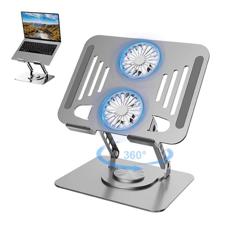 Gyugmhao Laptop Cooling Stand with Fan and 360 ° Rotating Base, Adjustable Height, for Desk Gaming/Office Movie Watching and Screen Sharing, Portable Computer Notebook Stand Compatible Up to 17 Inch