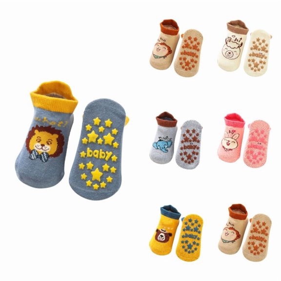 Gyujnb Animal Print Cloud Knit Soft Yarn Rubber Sole Daily Wear Ankle Sock (Baby),6-12 Months