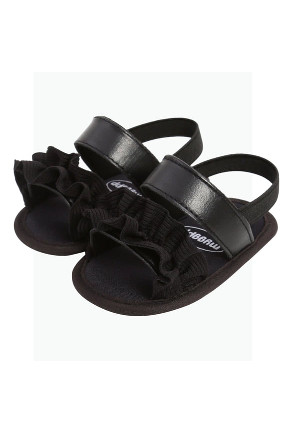 Gyujnb Baby Girls Ruffle Open Toe Sandals Soft Sole Hook and Loop Princess First Walker Shoes,0-3 Months