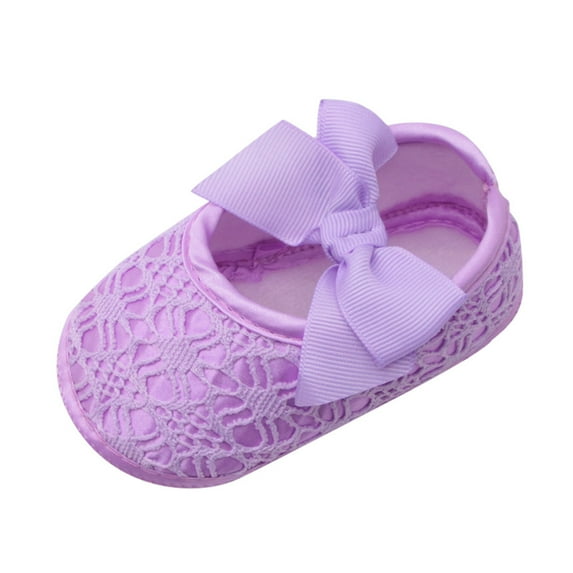 Gyujnb Baby Girls Soft Shoes Soft Soled Non- Bowknot Footwear Crib Shoes,12