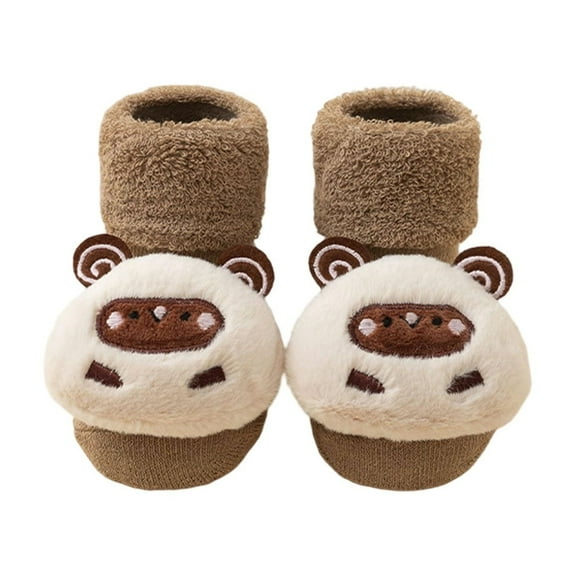 Gyujnb Baby Mid-Crew Socks Warm Soft Non-Slip Grip for Infants First Walk & Indoor Play,0-1 Years