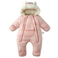 thumbnail image 1 of Gyujnb Girls Winter Jacket, Girls Winter Snowsuit Insulated Padded Jumpsuit with Attached Mittens and Booties Double Zipper for Baby Toddler Warm Outfit,Size:6-12 Months, 1 of 9