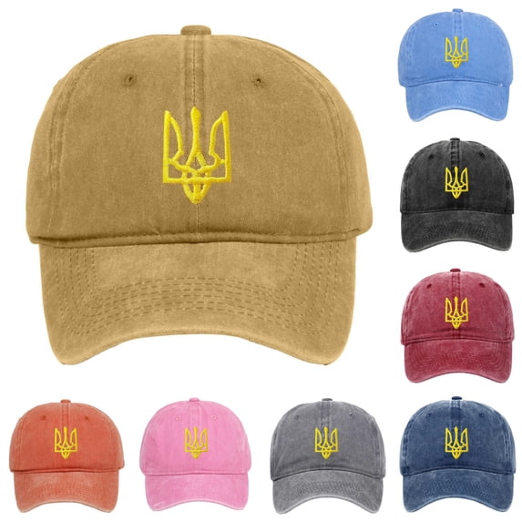 Gyujnb Baseball Cap Washed Finish Adjustable Ukraine Badge Embroidery for Couples Daily Outdoor Outings (Unisex),One Size
