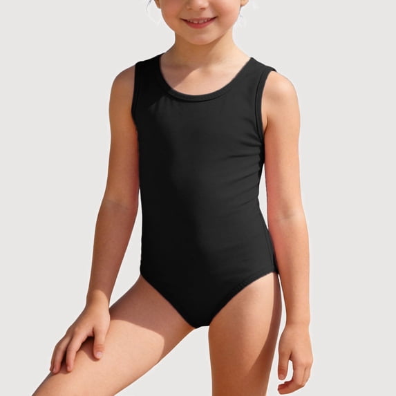 Gyujnb Basic Solid Sleeveless One-Piece Swimsuit for Summer Beach Pool (Little Girls, Big Girls),11-12 Years