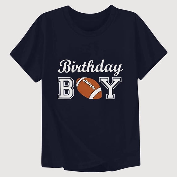 Gyujnb Birthday Boy Rugby Print Crew Neck Short Sleeve T Shirt Casual Play and Daily Wear (Little Boys, Big Boys),4-5 Years